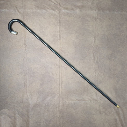 1928 British vintage gentleman's walking stick, pure silver decoration, black shaft, 91cm, A&S